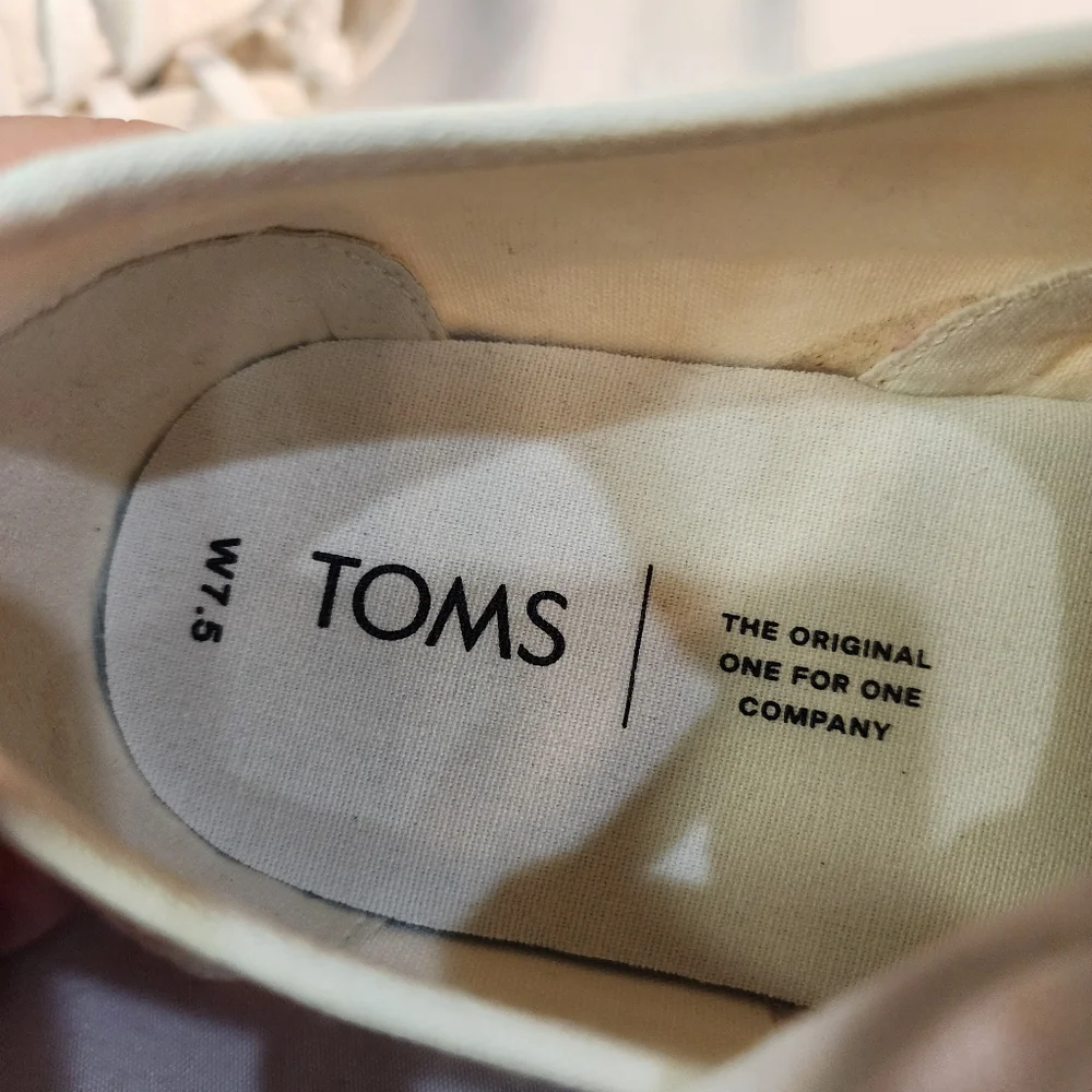 TOMS Women's White Cordones Indio Canvas Sneakers Size 7.5 - Picture 9 of 9